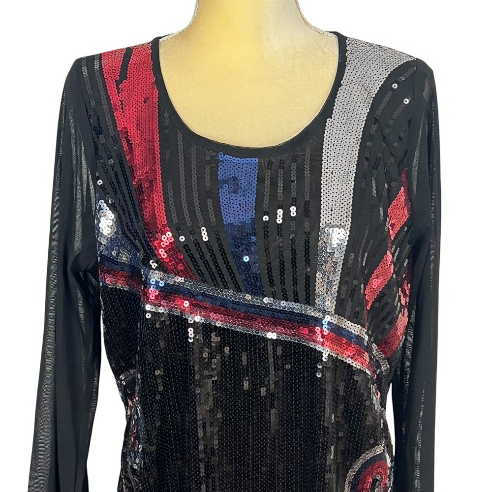 Ameri Mode Sequin Art Deco Style Mesh Long Sleeve… - image 4